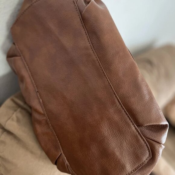 Aldo Women's Pebbled PVC Satchel Hobo Crossbody Bag Large Brown - Picture 4 of 7